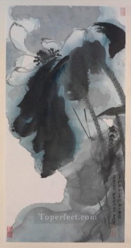 チャン・ダーチアン チャン・ダイチエン Painting - チャン・ダイ・チエン・ロータス 1965年 古い中国のインク